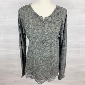 Banana Republic 100% Linen Henley w/Lace Hem